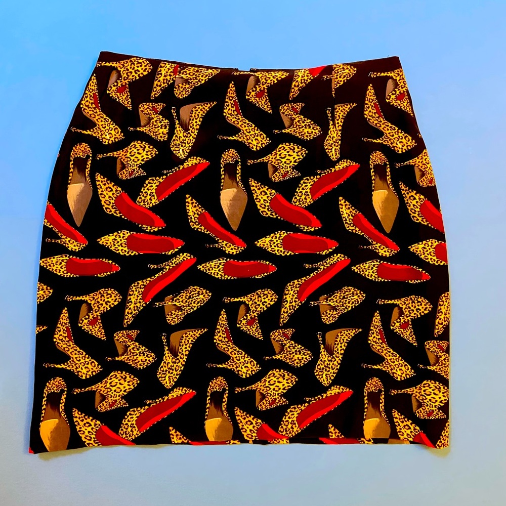 Vintage Nicole Miller Silk Red Leopard Stilleto Skirt (RARE)